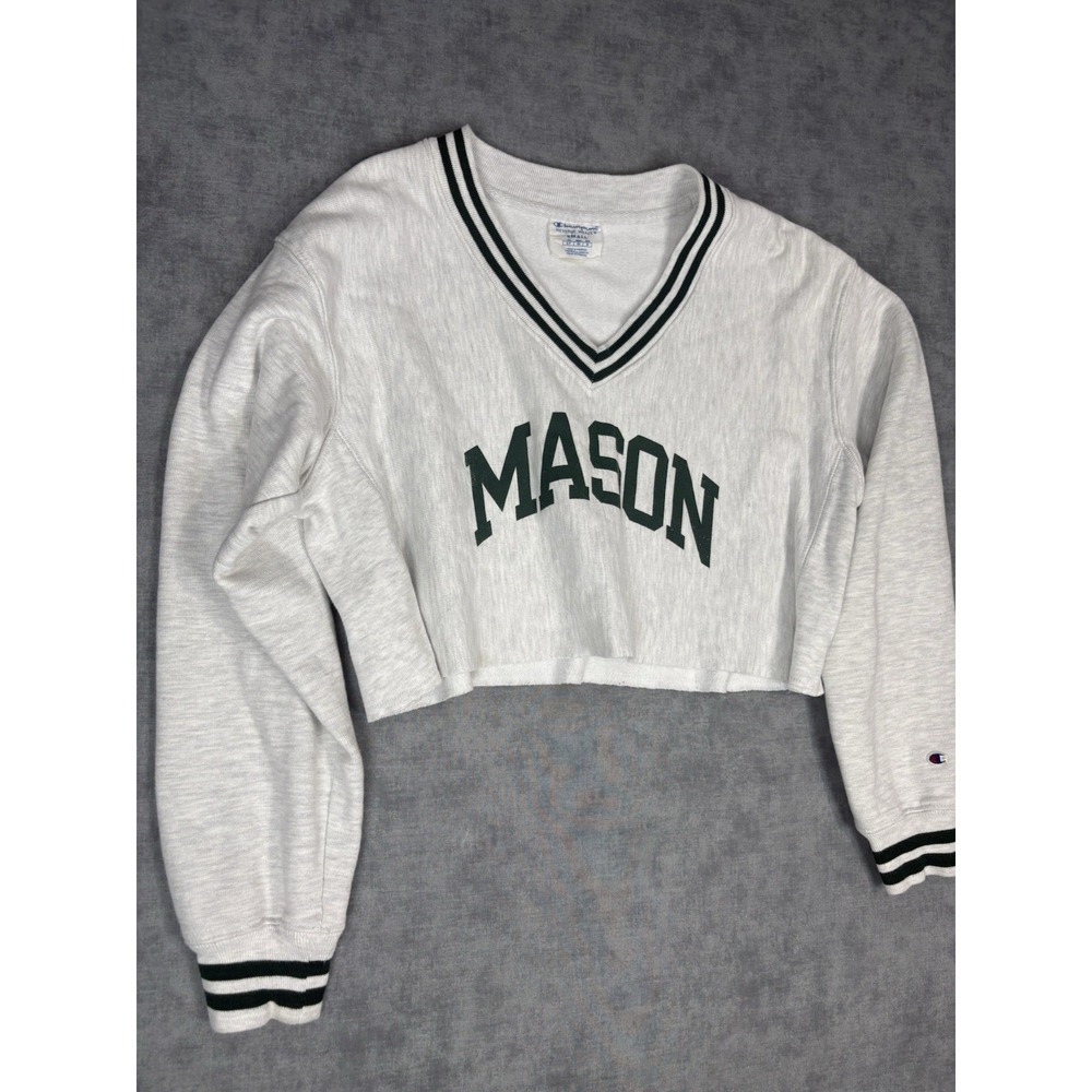 Champion Reverse Weave George Mason Crop Sweatshirt Women S V-Neck College